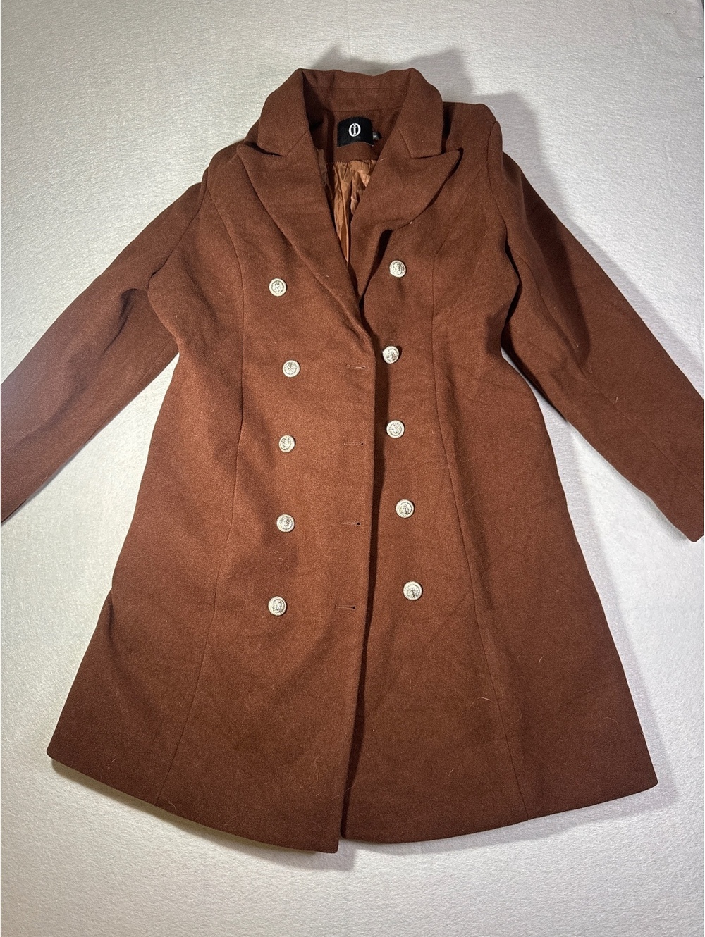 Women's Brown Double-Breasted Pea Coat Size XL